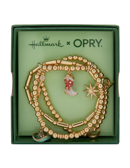 Hallmark x Opry Set of 3 Beaded Boot Charm Bracelets - BRACELETS