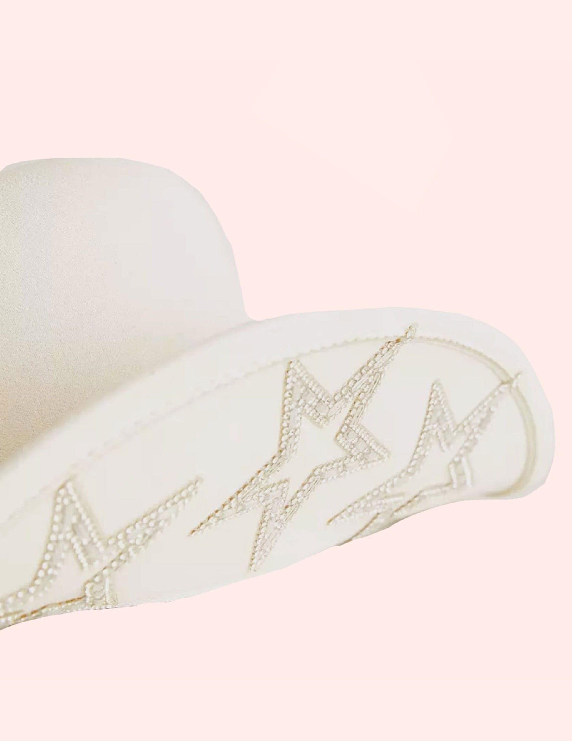 Ivory Embroidered Star Studded Western Cowboy Hat - COWBOY