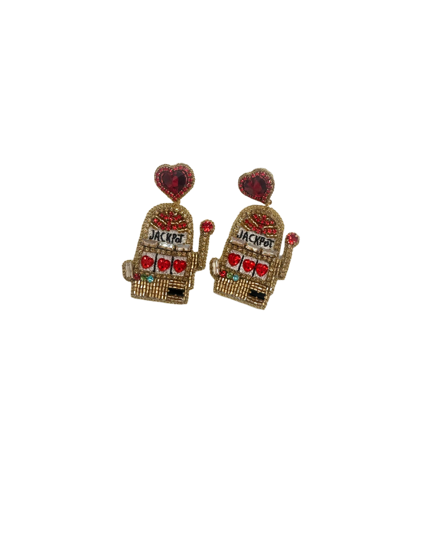 Jackpot Slot Gold Beaded Earrings - JEWELRY