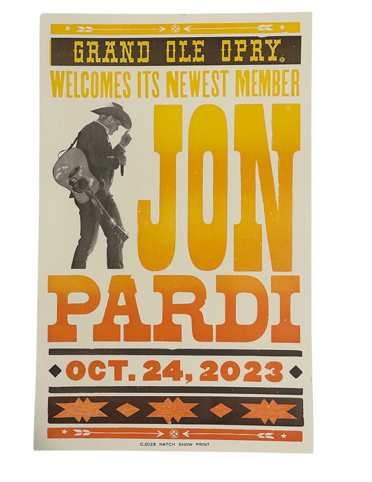 Jon Pardi Official Opry Induction Hatch Show Print - POSTERS