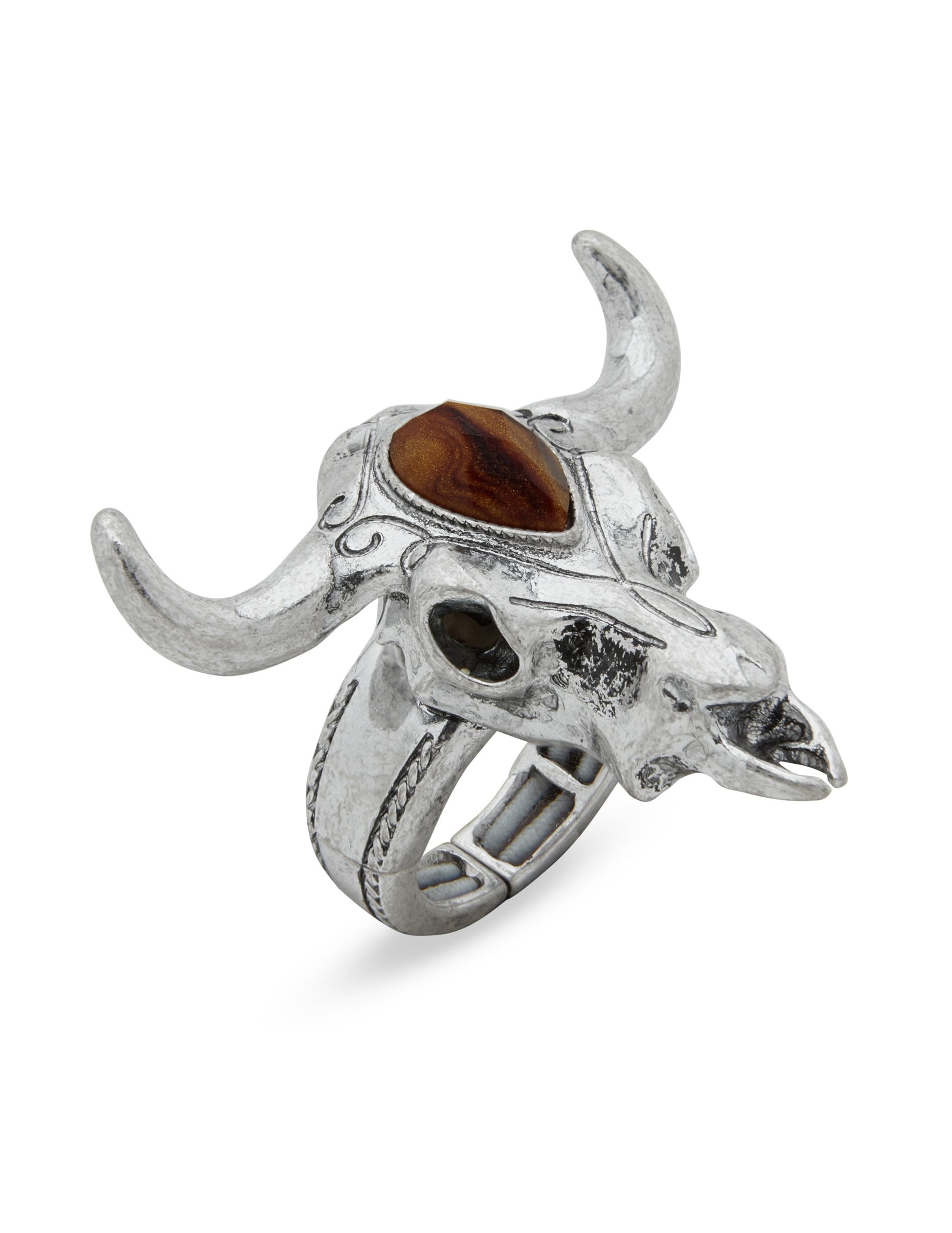 Lainey Wilson Bull Head Ring Silver - JEWELRY