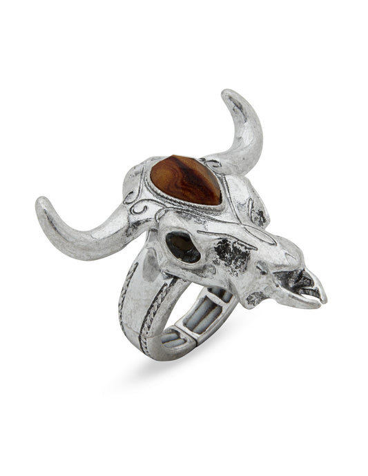 Lainey Wilson Bull Head Ring Silver - JEWELRY