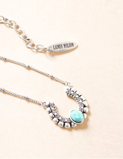 Lainey Wilson Horseshoe Pendant Necklace Turquoise 16IN - JEWELRY