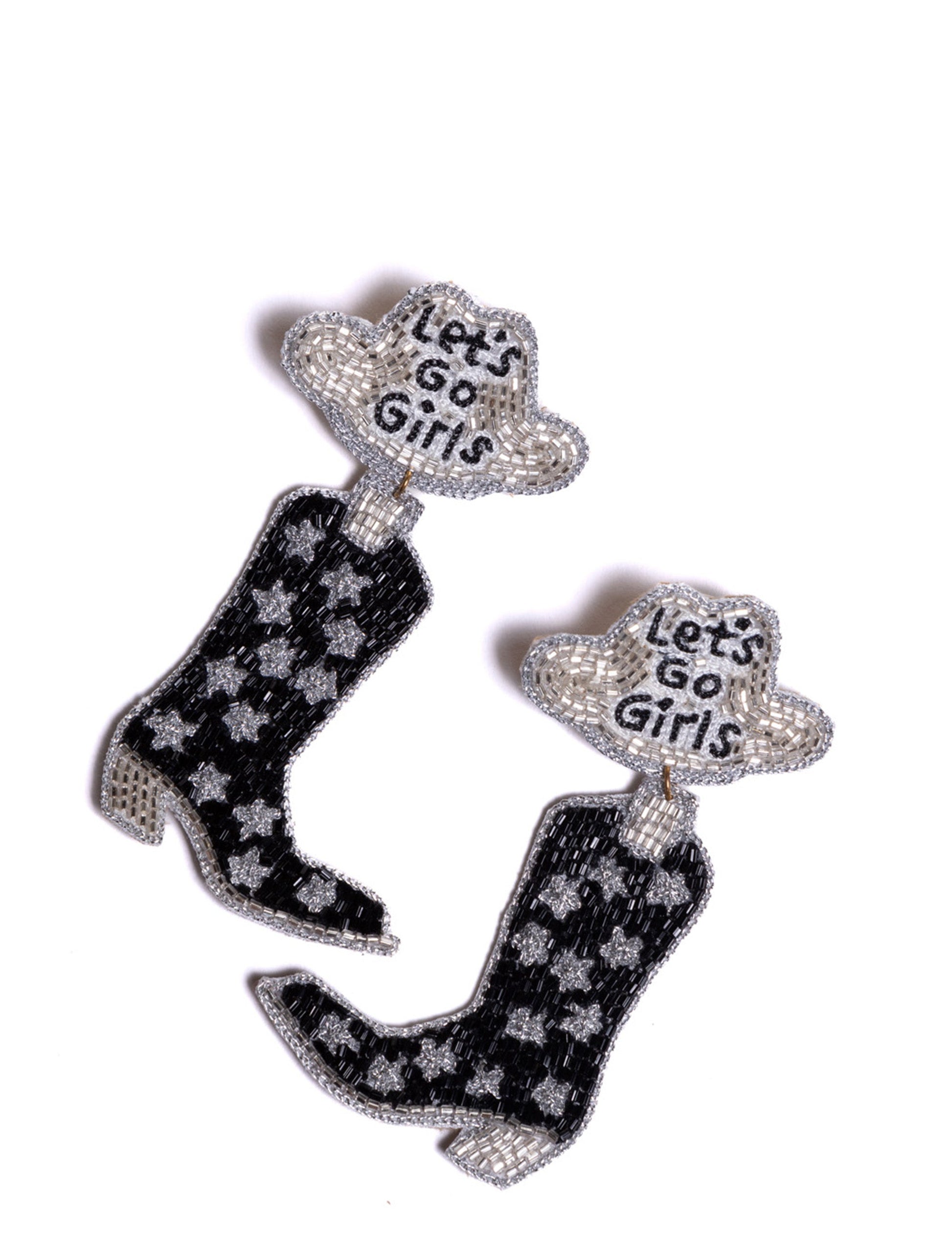Let’s Go Girls Black Cowboy Boot Earrings - JEWELRY