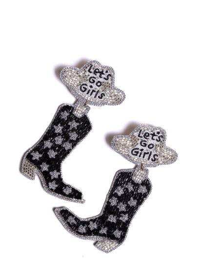 Let’s Go Girls Black Cowboy Boot Earrings - JEWELRY