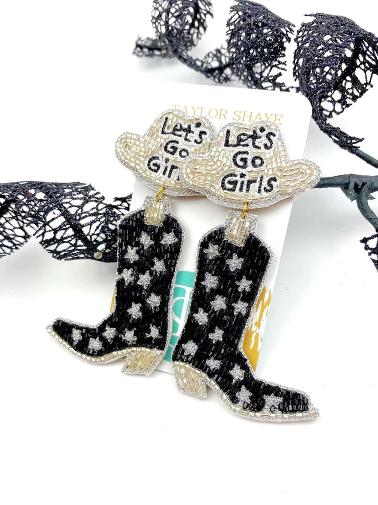 Let’s Go Girls Black Cowboy Boot Earrings - JEWELRY