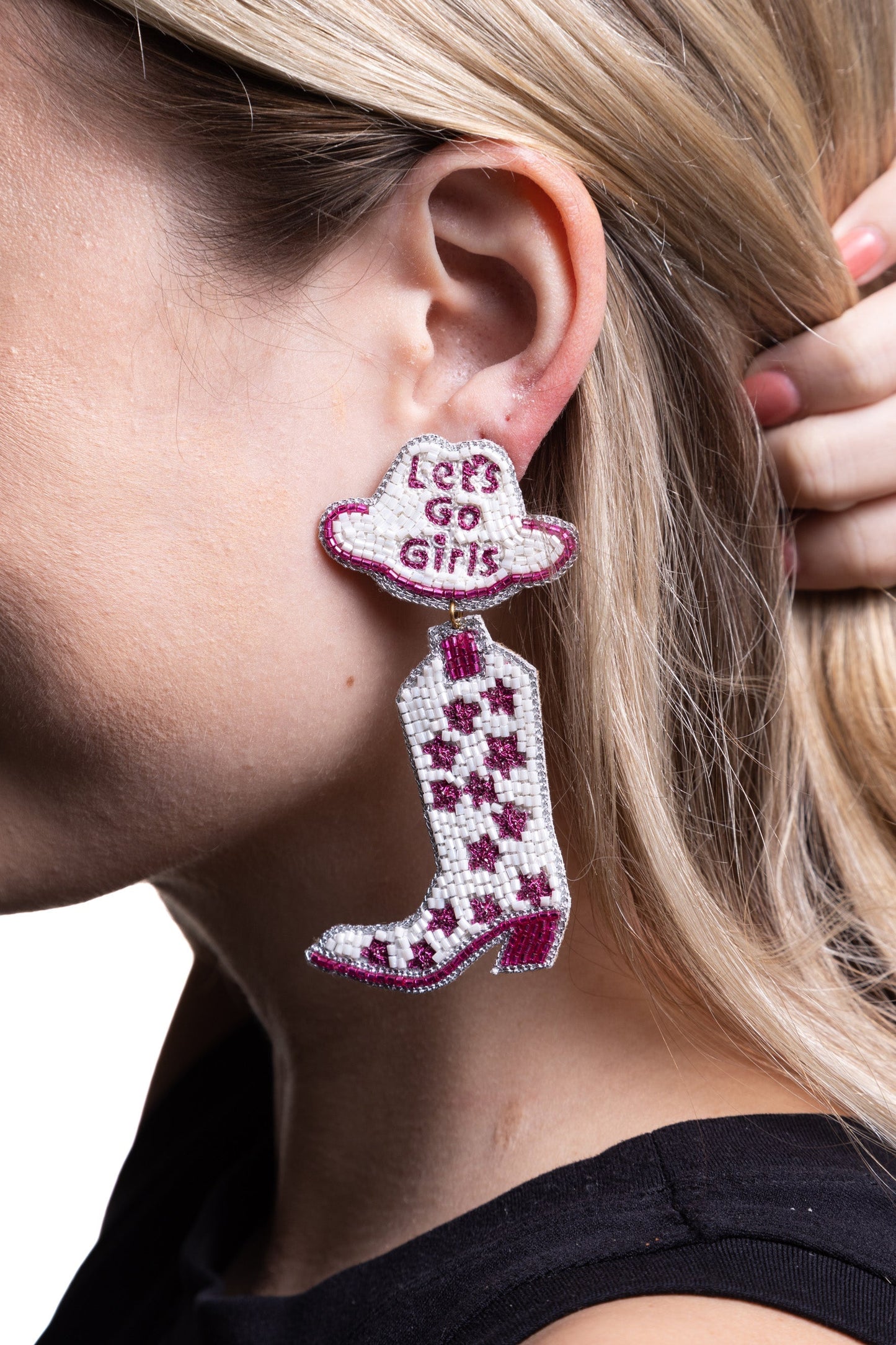 Let’s Go Girls Pink Cowboy Boot Earrings - JEWELRY