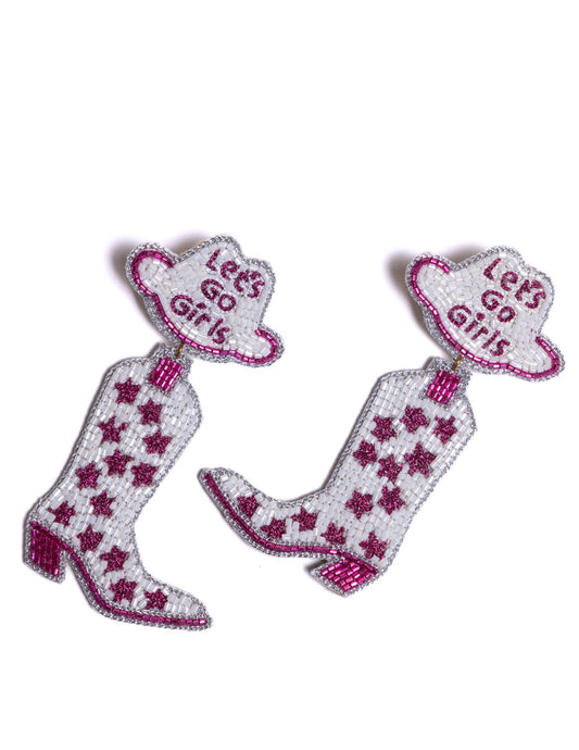 Let’s Go Girls Pink Cowboy Boot Earrings - JEWELRY