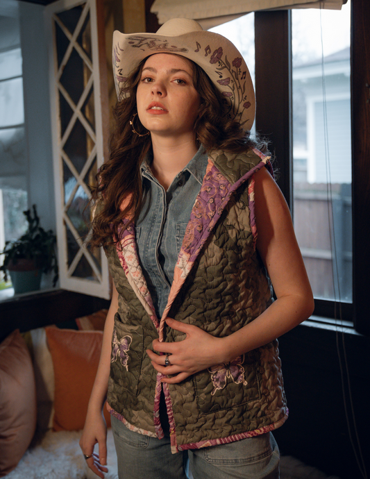 Like a Butterfly Camo Quilted Vest - OUTERWEAR