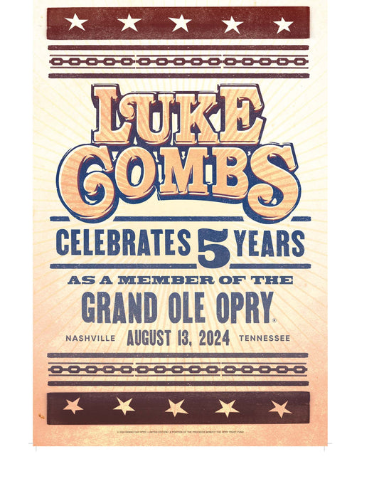 Luke Combs 5th Opry Anniversary Poster - POSTERS