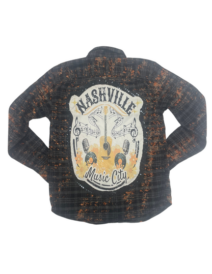 Nashville Music City Sequin Flannel - L/S