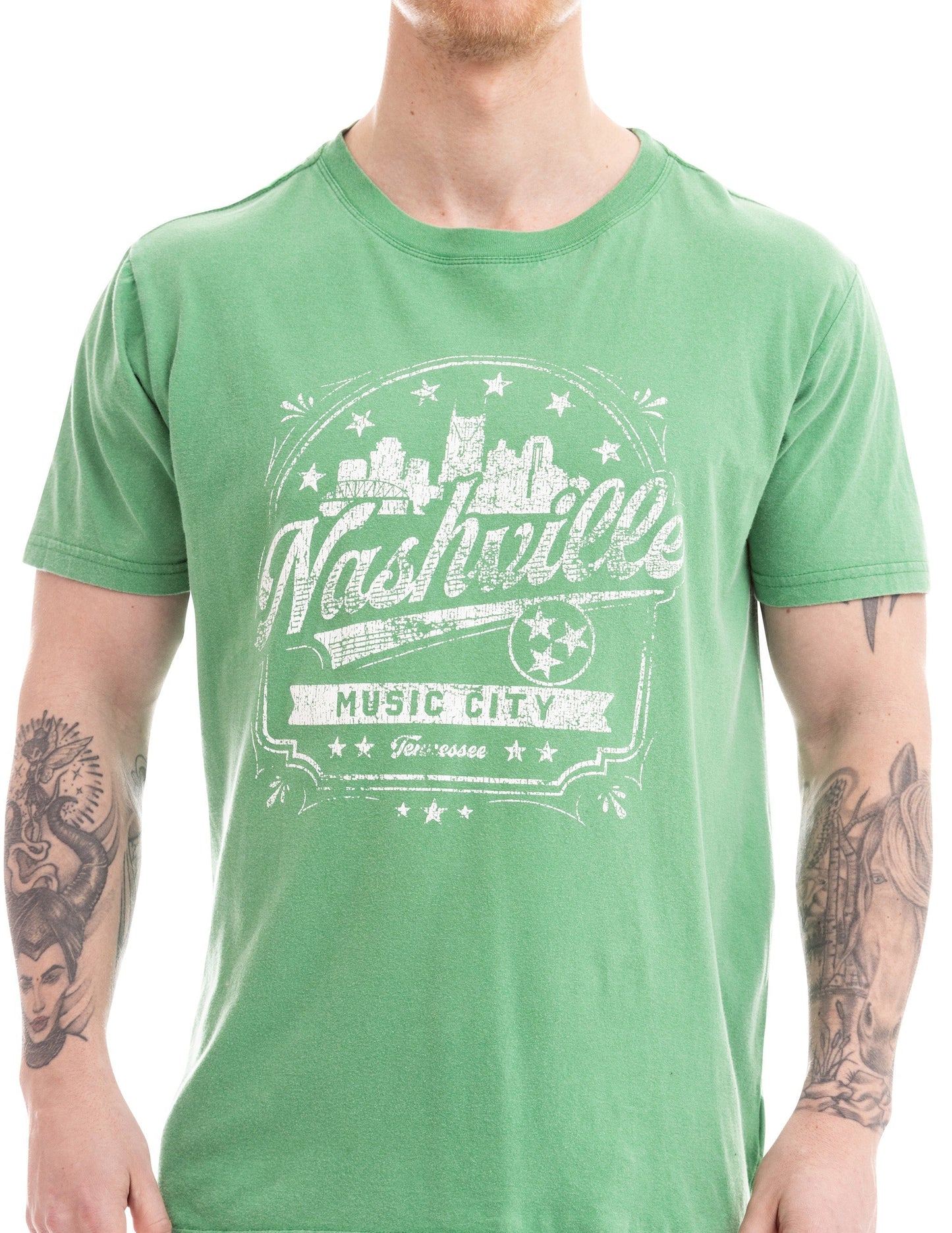Nashville Skyline Gradient T-Shirt - GREEN / SM - S/S