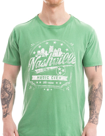 Nashville Skyline Gradient T-Shirt - GREEN / SM - S/S