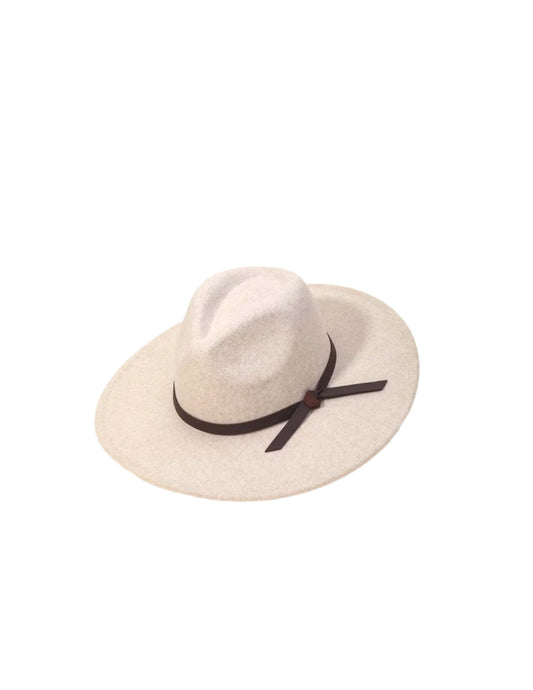 Oatmeal & Leather Strap Hat- Online Exclusive - HATS