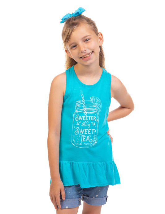Old Red Sweet Tea Youth Tank - BLUE / SM - KIDS APPAREL