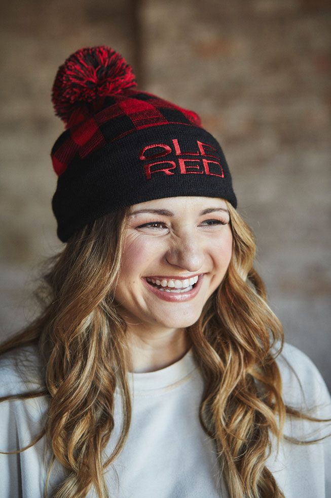 Ole Red Buffalo Check Pom Beanie - HATS
