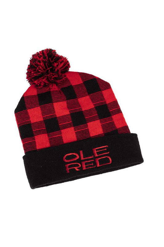 Ole Red Buffalo Check Pom Beanie - HATS