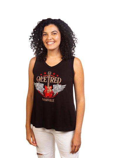 Ole Red Nashville Bling Wing Guitar Lace Tank - TANKS