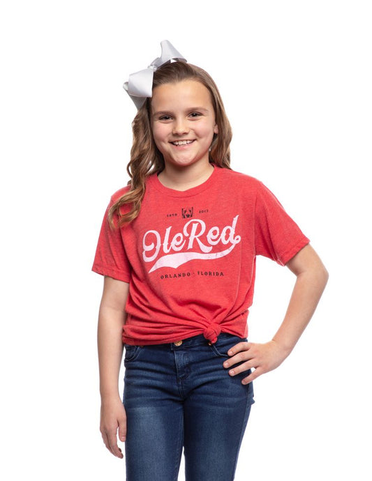 Ole Red Orlando Unisex Youth Script T-Shirt - RED / LG - KIDS APPAREL
