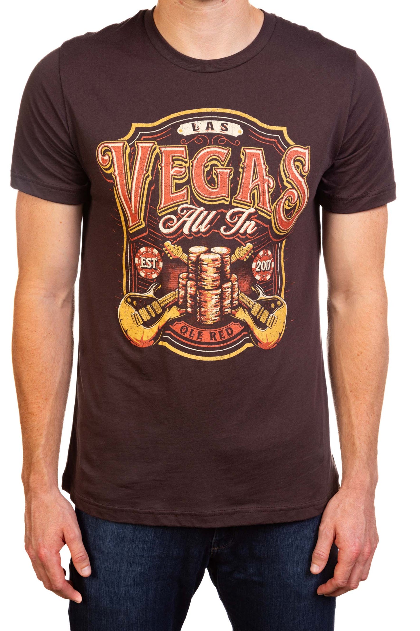 Ole Red Vegas All In Poker T-Shirt - BROWN / SM - CREWS