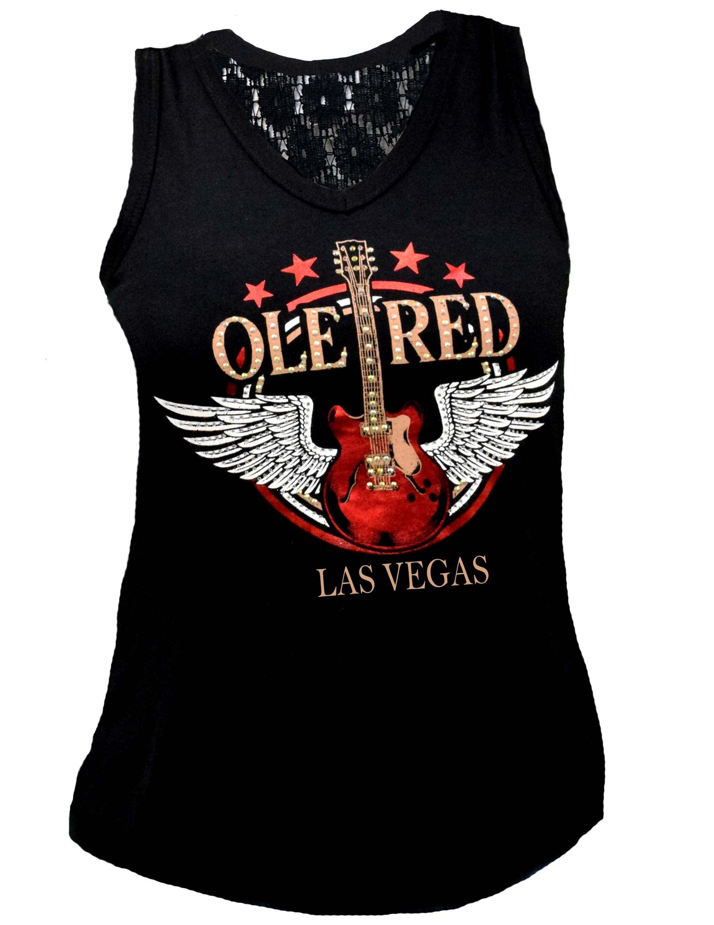 Ole Red Vegas Bling Wing Guitar Lace Tank - TANKS