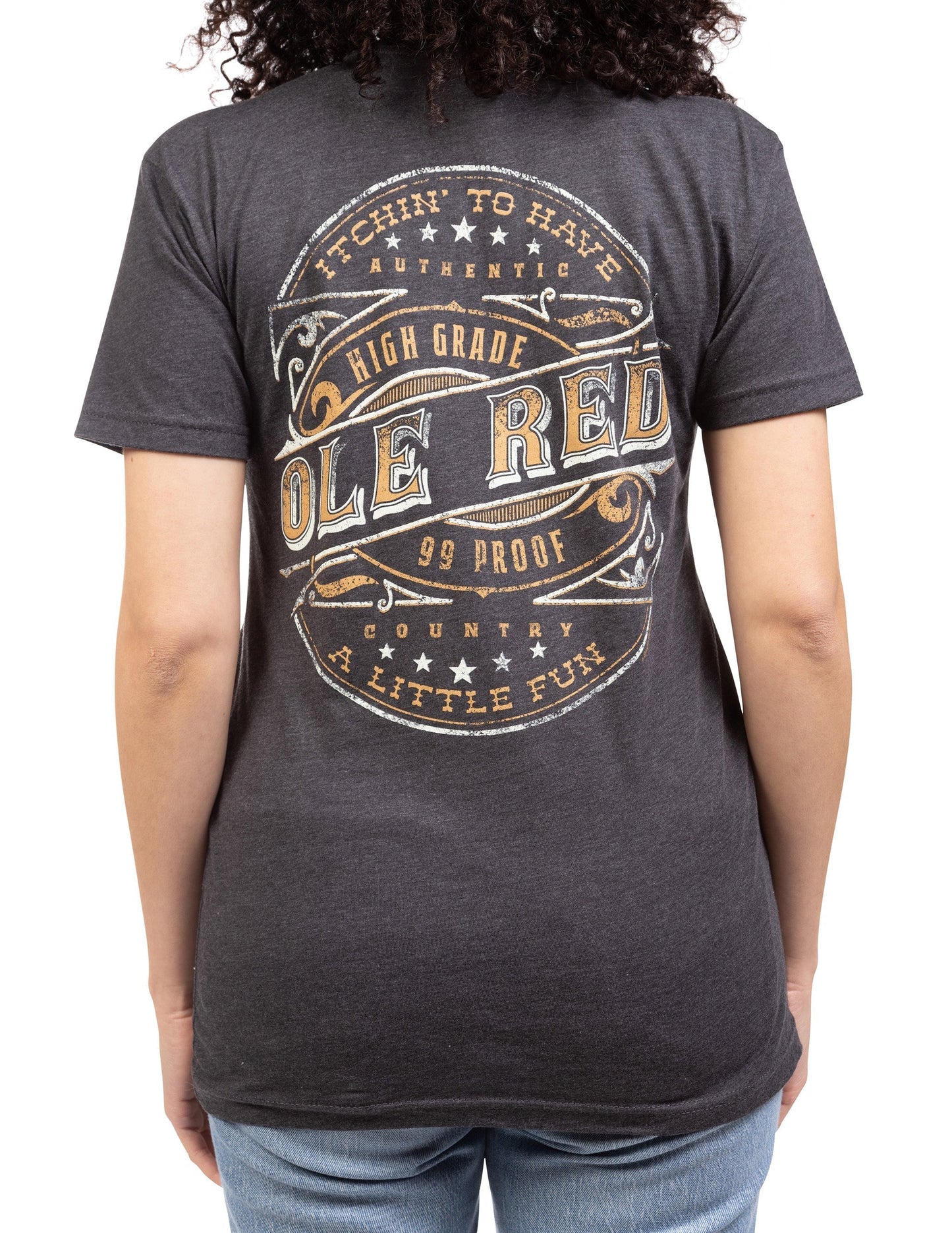 Ole Red Whiskey Label Logo T-Shirt - CHARCOAL / SM - S/S