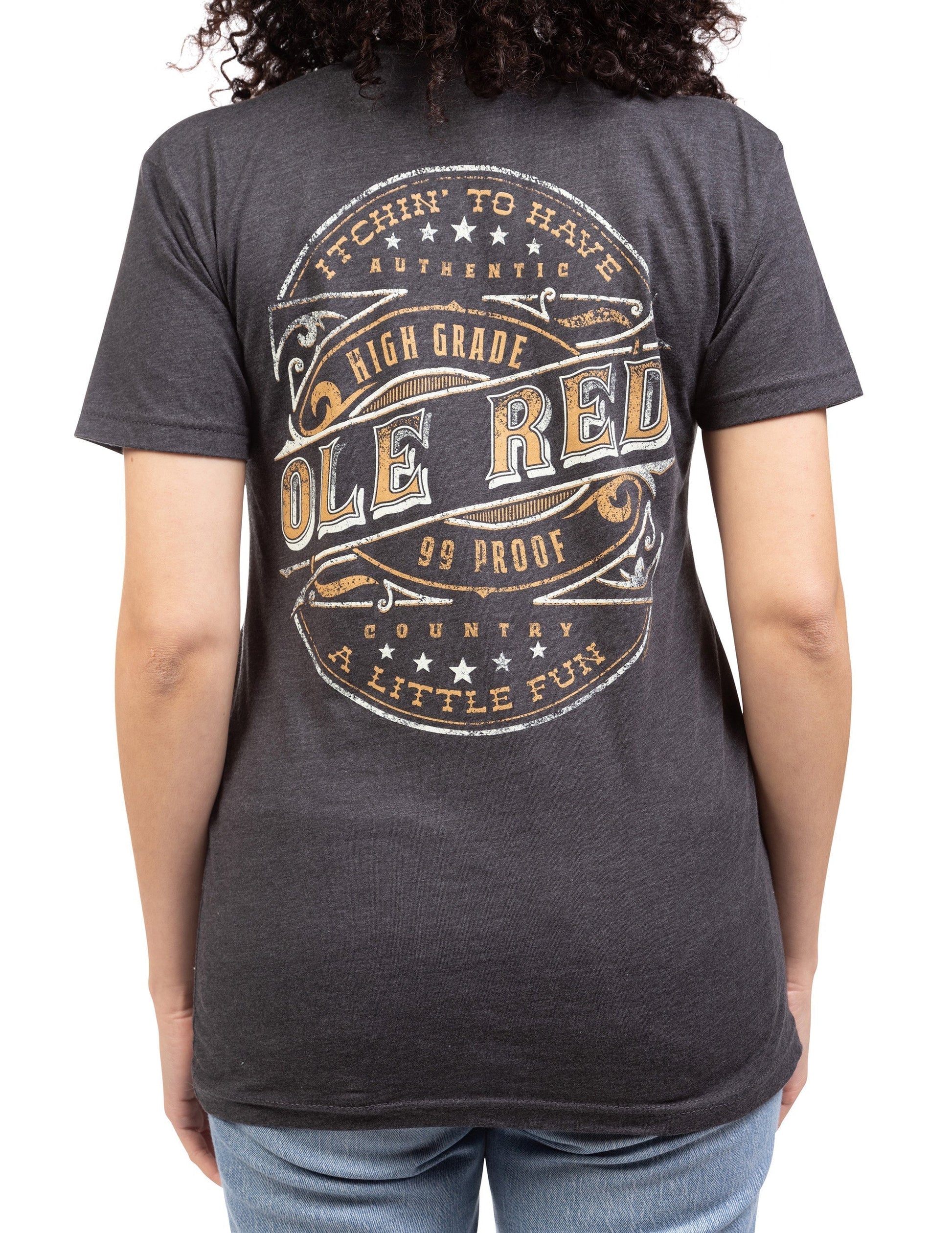 Ole Red Whiskey Label Logo T-Shirt - CHARCOAL / SM - S/S
