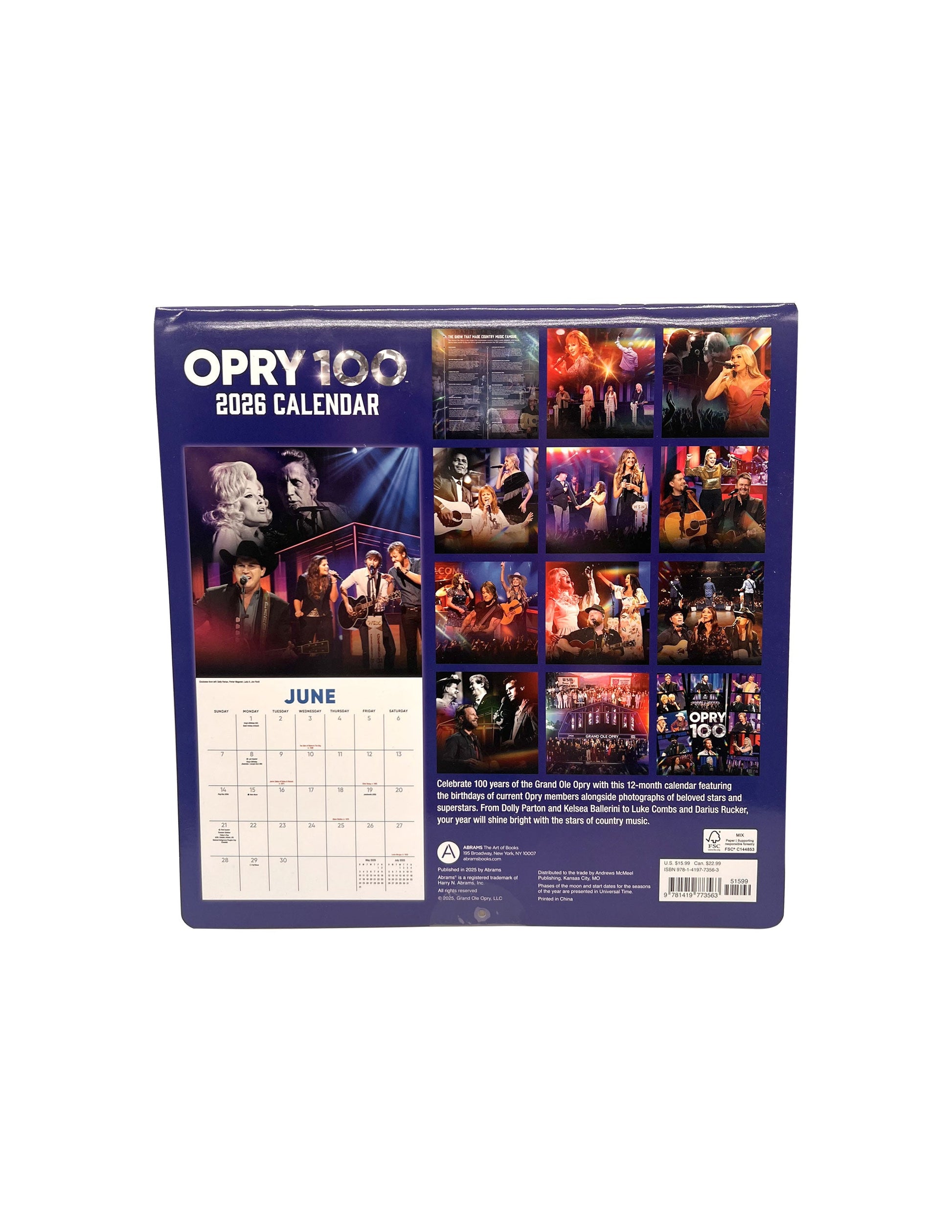 Opry 100 2026 Wall Calendar - MISC SOUVENIRS