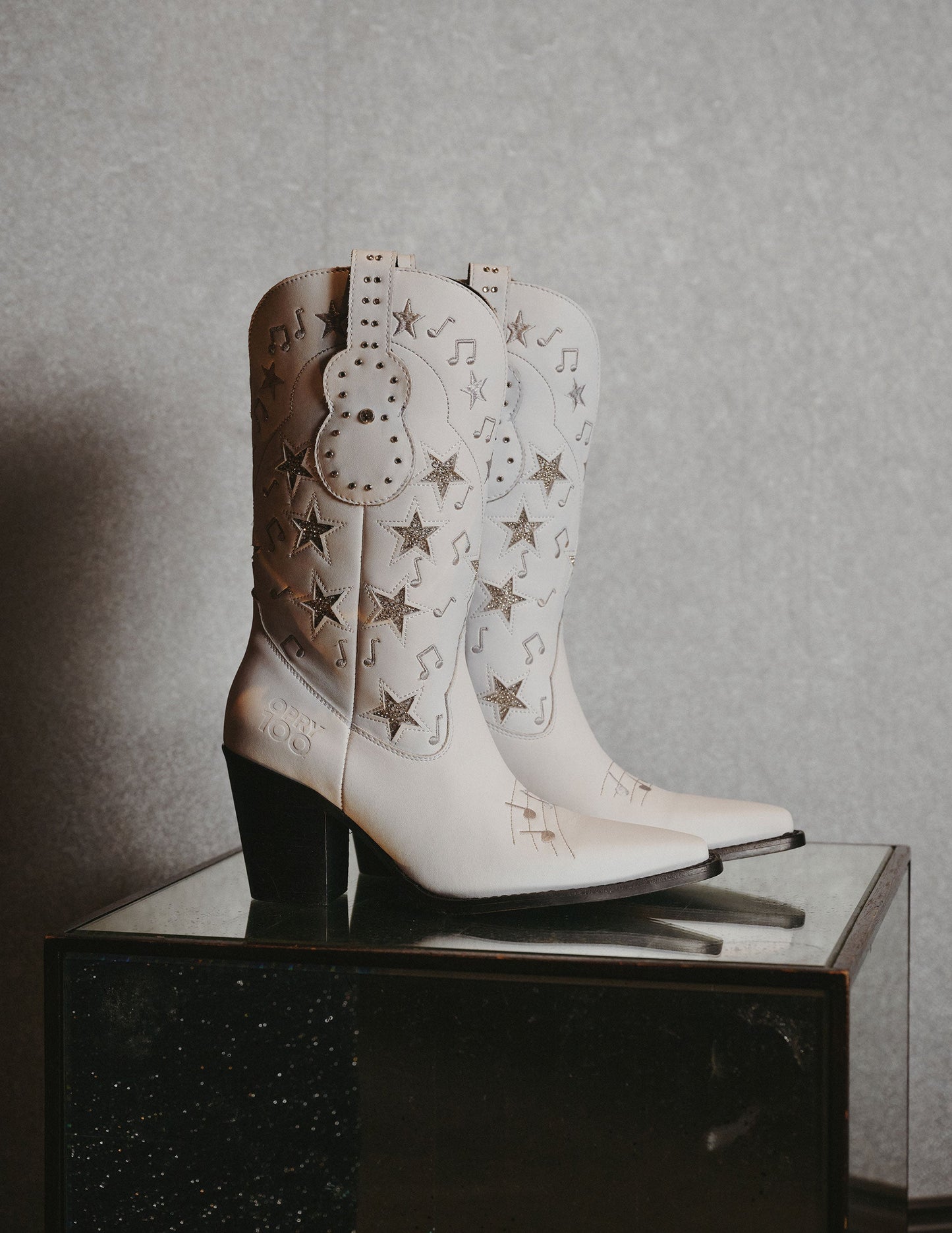 Opry 100 Exclusive Rhine Stone Milestone White Calf Boot - FOOTWEAR