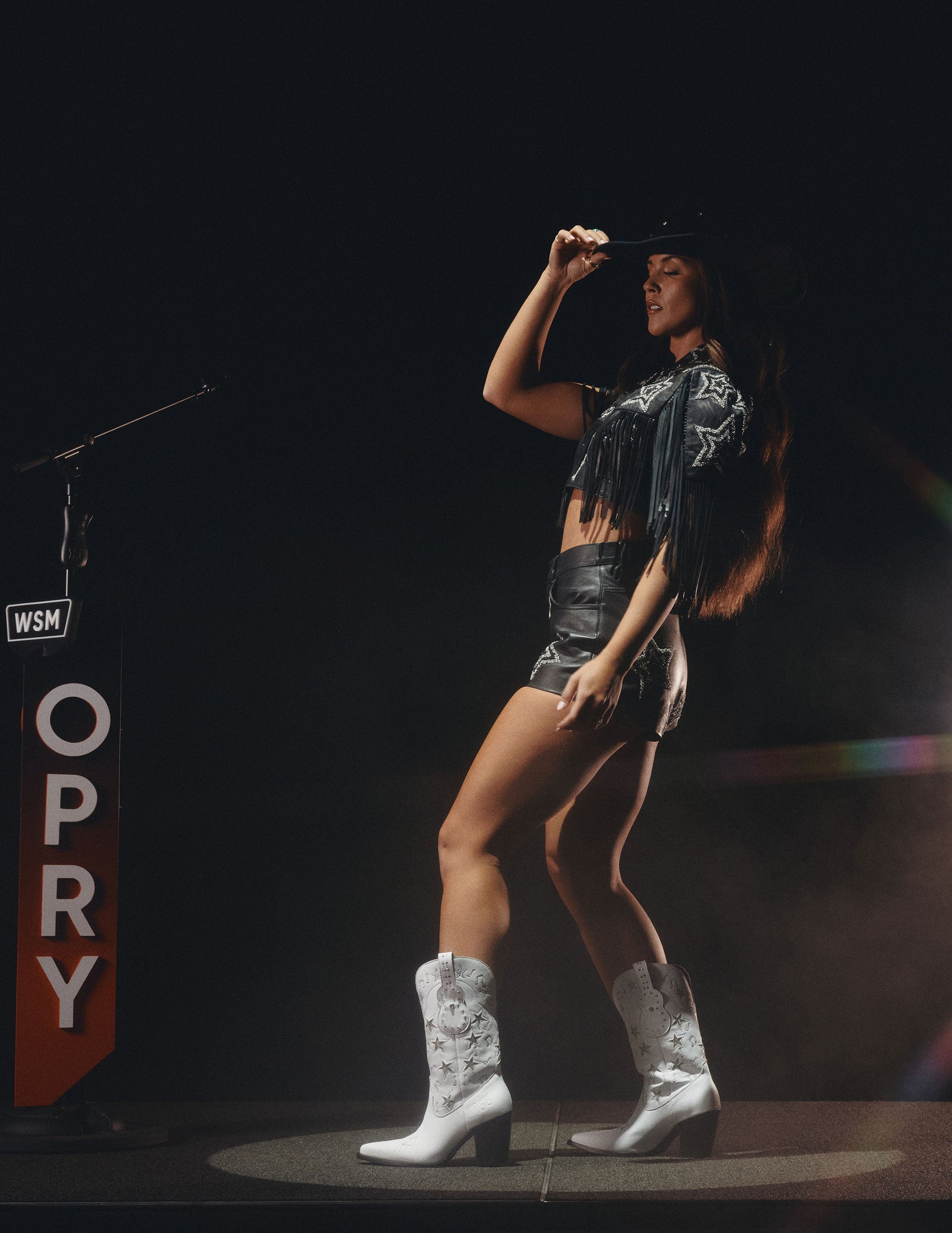 Opry 100 Exclusive Rhine Stone Milestone White Calf Boot - FOOTWEAR