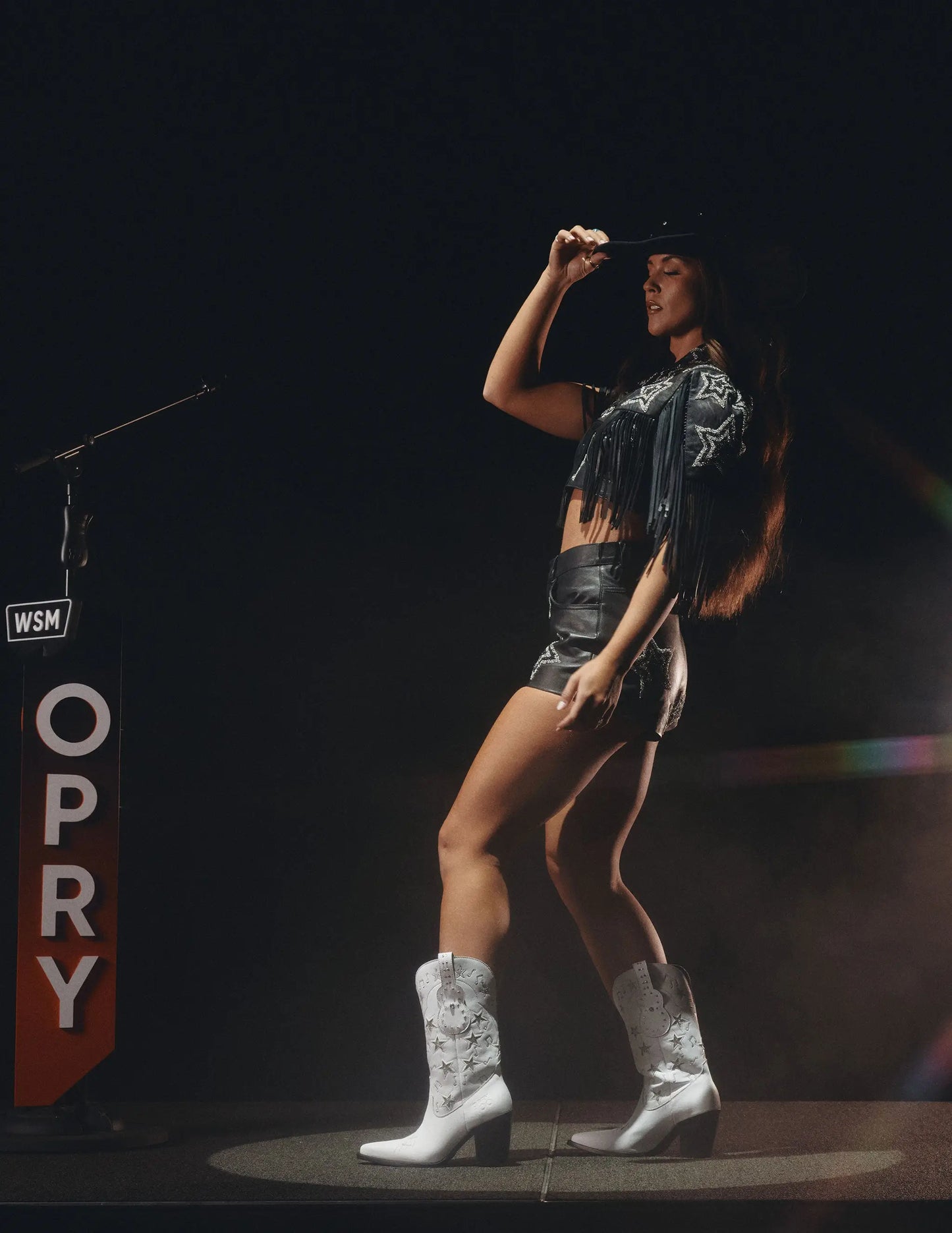 Opry 100 Exclusive Rhine Stone Milestone White Calf Boot - FOOTWEAR