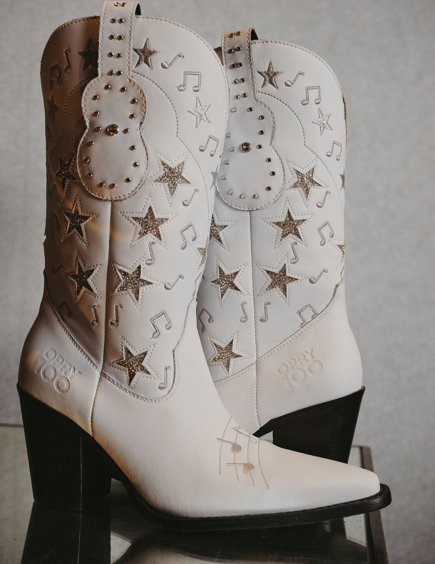 Opry 100 Exclusive Rhine Stone Milestone White Calf Boot - FOOTWEAR