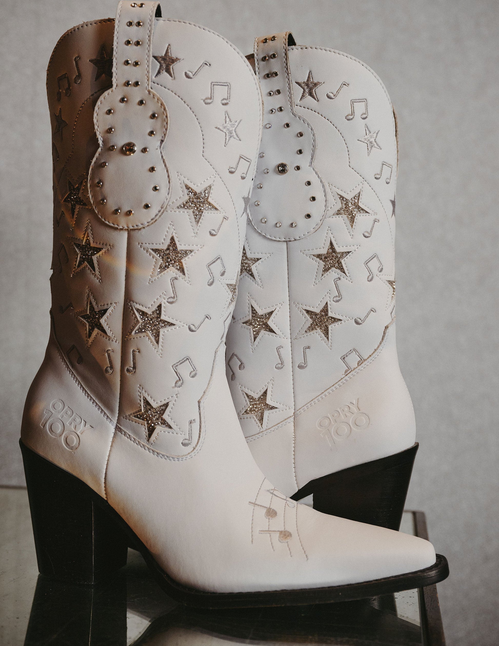 Opry 100 Exclusive Rhine Stone Milestone White Calf Boot - FOOTWEAR