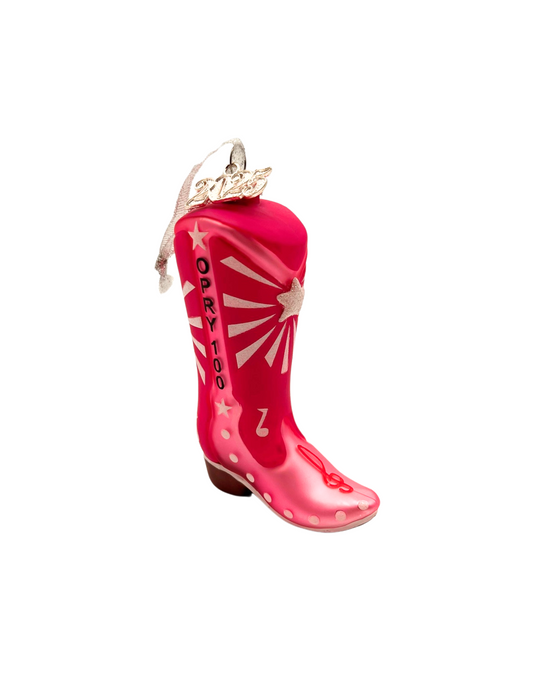 Opry 100 Glass Cowgirl Boot Ornament - ORNAMENTS