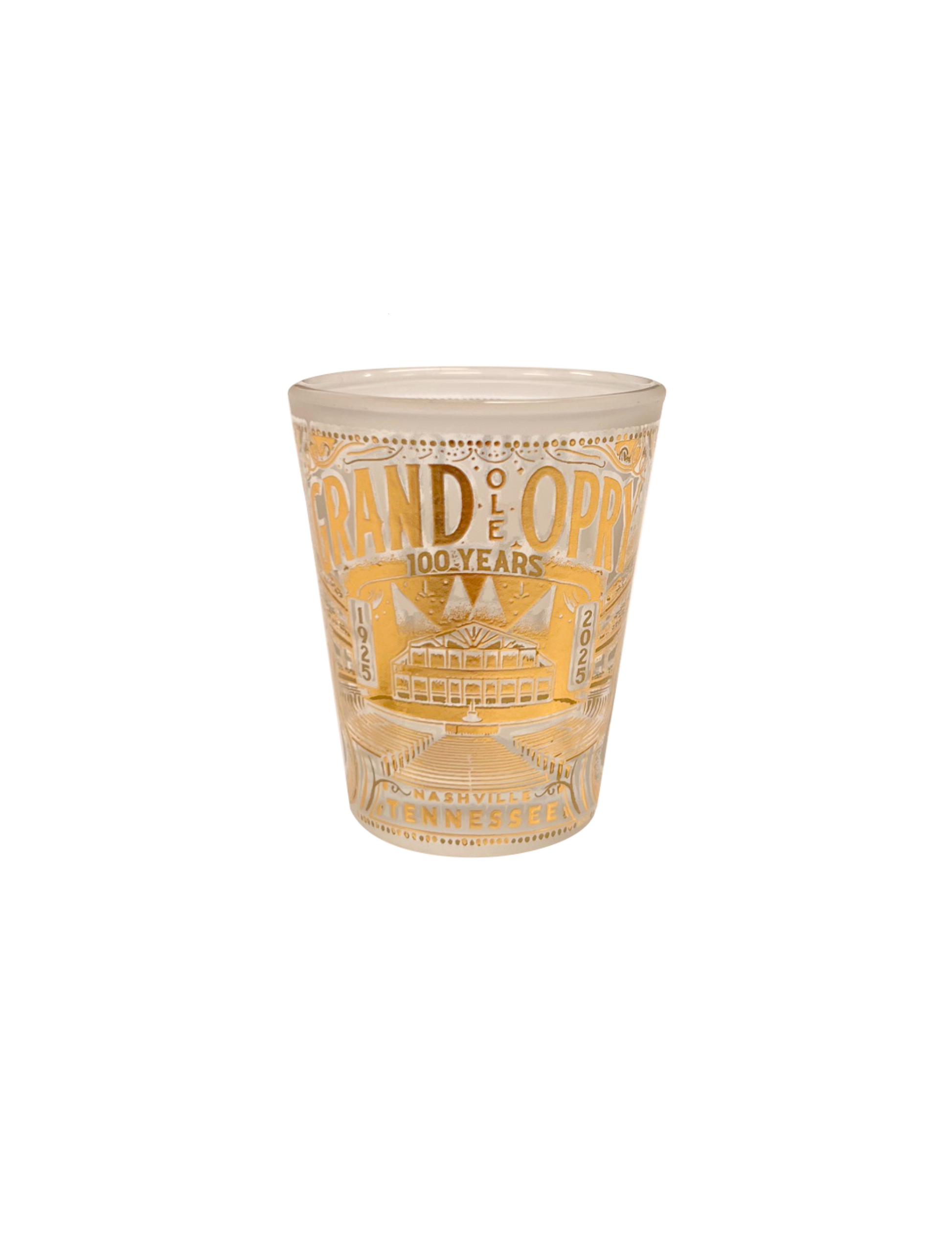 Opry 100 Milestone Gold Foil Shot Glass - DRINKWARE