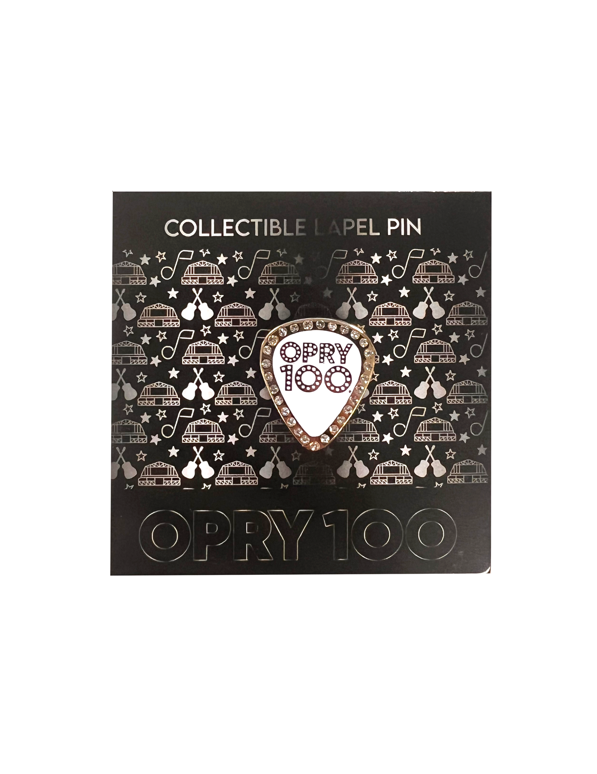 Opry 100 Rhinestone Guitar Pick Pin - JEWELRY