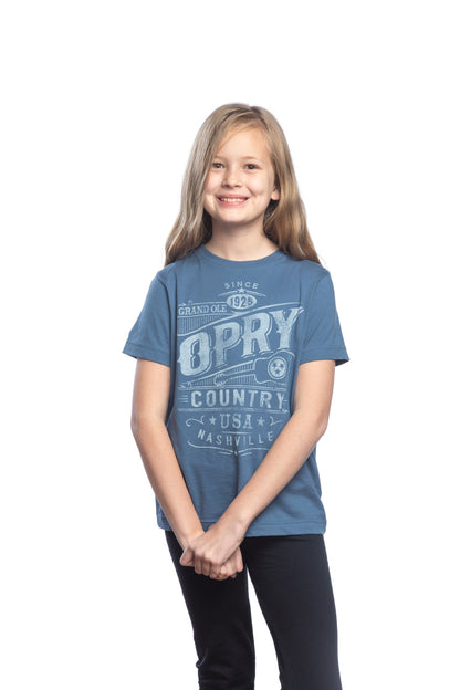 Opry Country USA Youth T-Shirt - INDIGO / LG - KIDS APPAREL