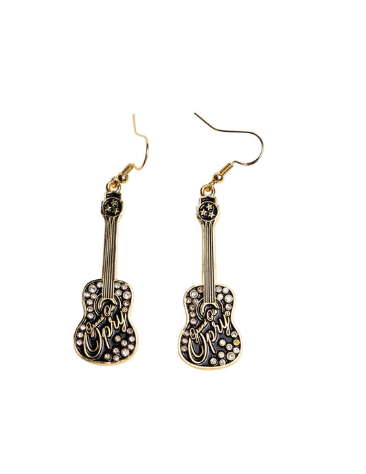 Opry Guitar Bling Dangle Earrings - JEWELRY