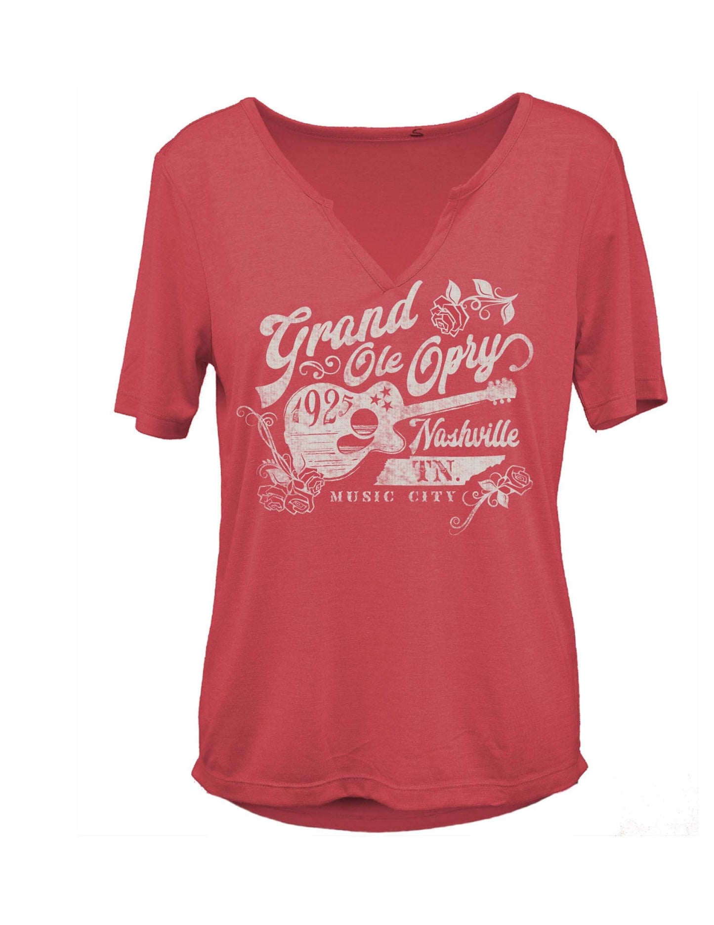 Opry Guitar Rose V-Neck T-Shirt - S/S