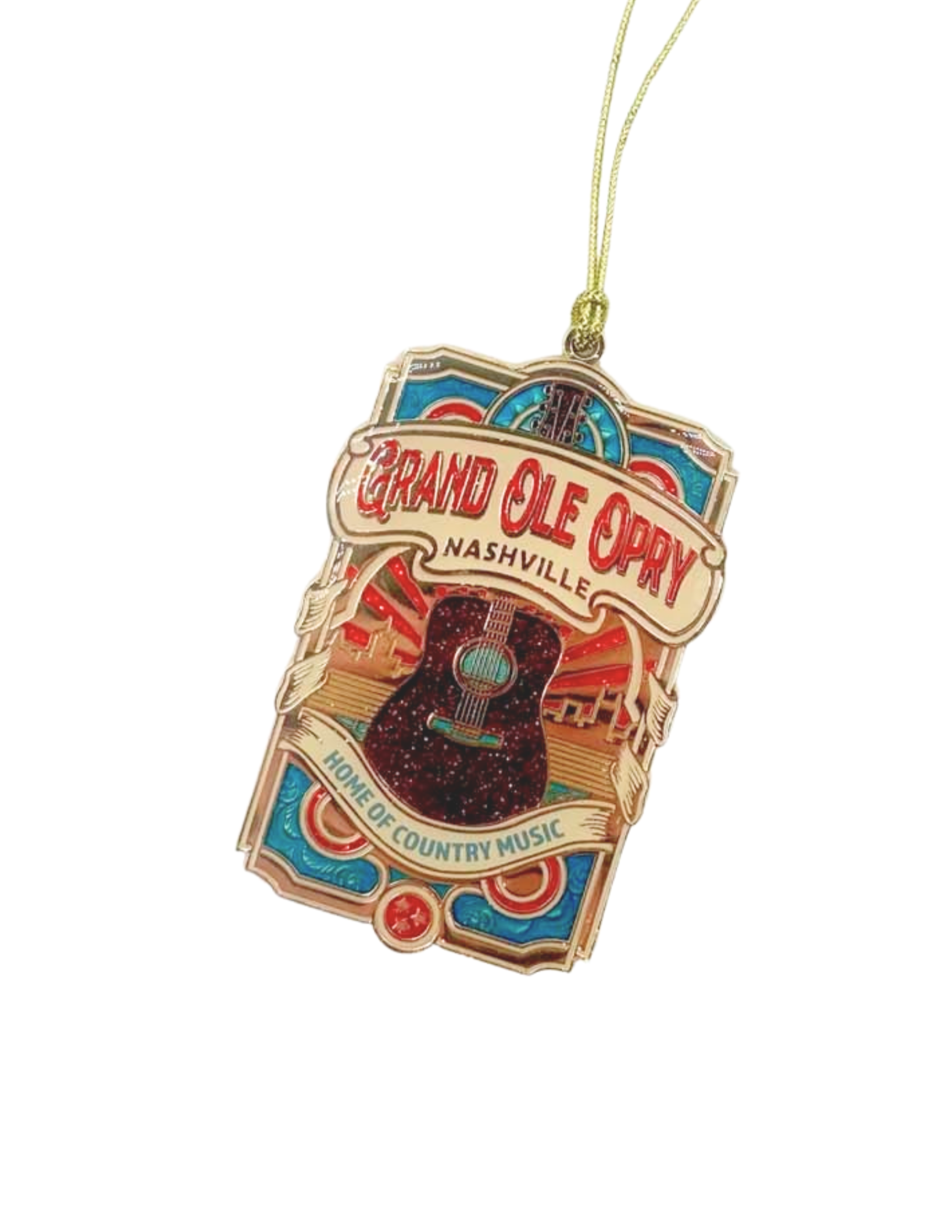 Decorative ornament with 'Grand Ole Opry Nashville' text and guitar design on a white background