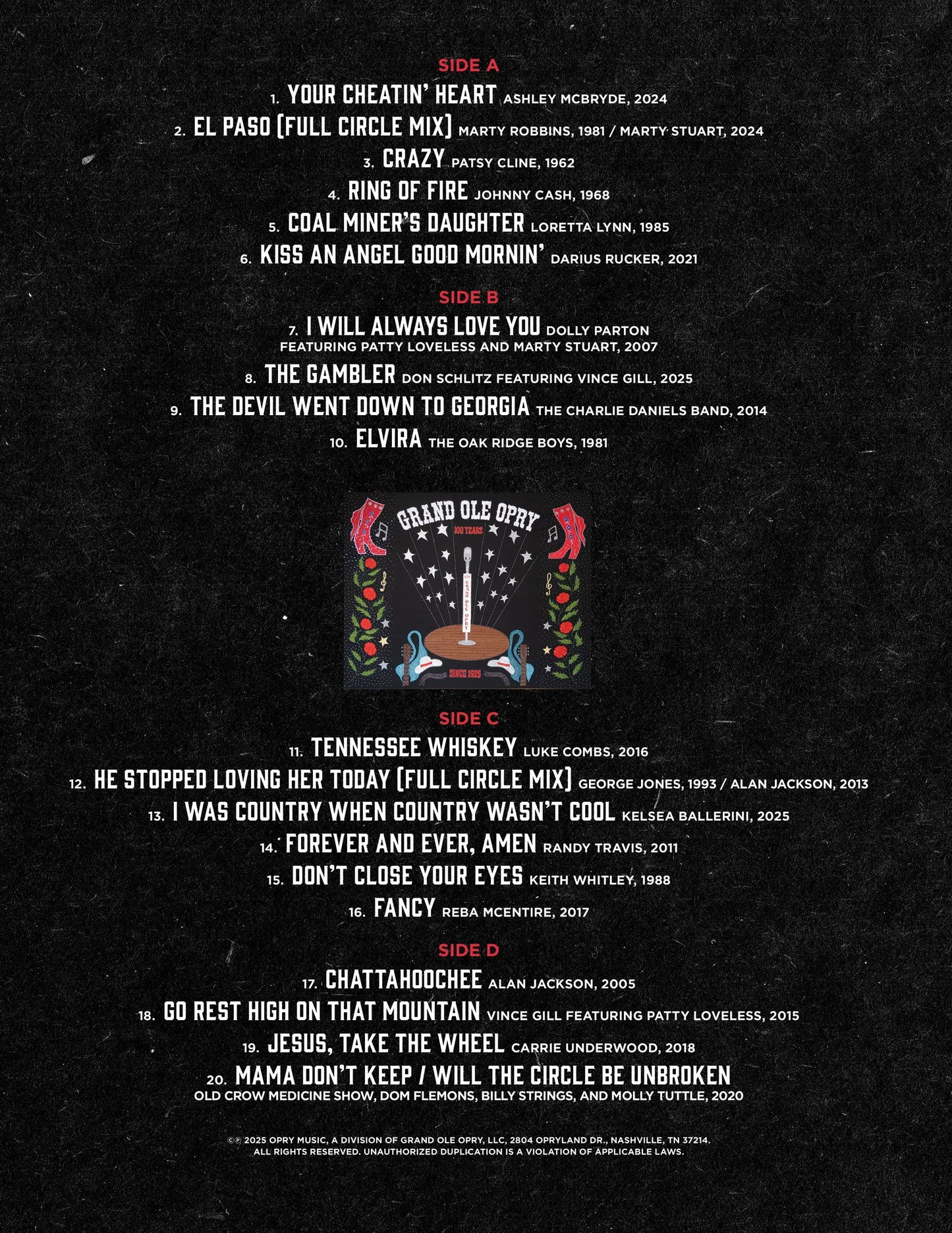 Opry 100: Country’s Greatest Songs CD - CDS