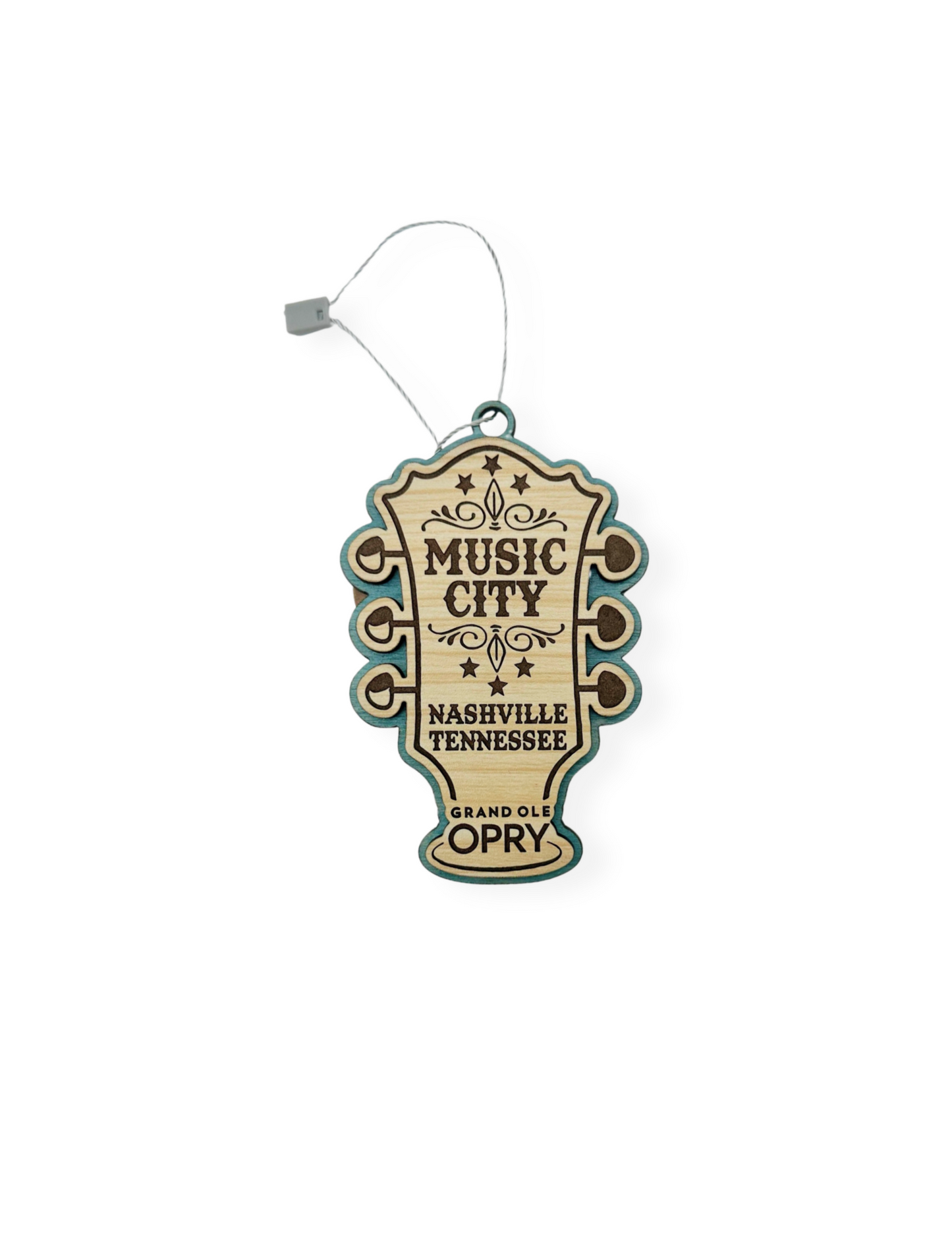 Opry Music City Guitar Head Wooden Ornament - ORNAMENTS