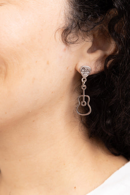Opry Sliver Guitar Charm Earrings - JEWELRY