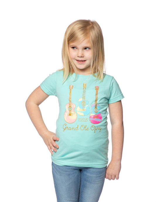 Opry Watercolor Guitar Youth T-Shirt - BLUE / XS - KIDS APPAREL