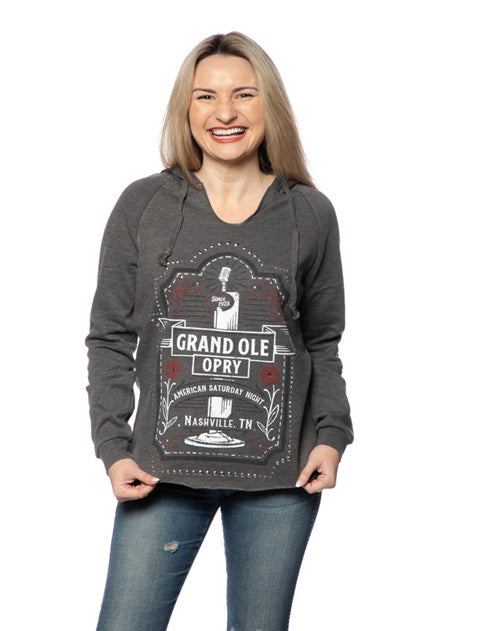 Opry Womens Sequin Floral Mic Hoodie - FLEECE