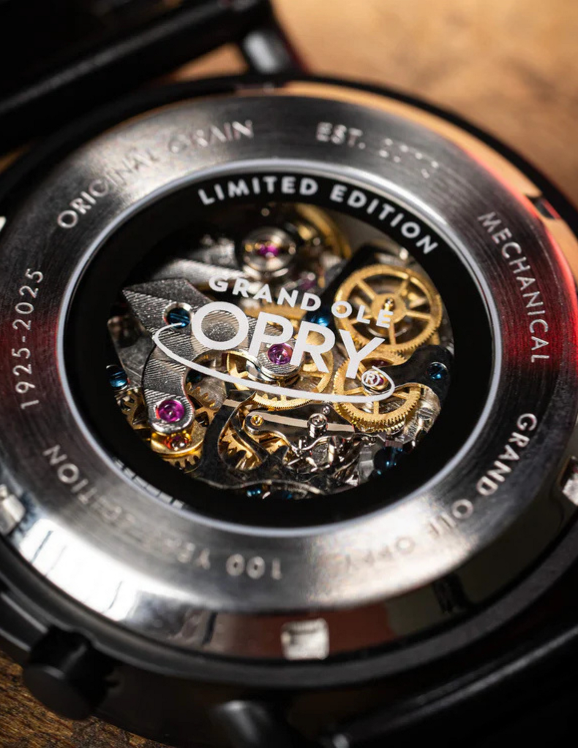 Original Grain Grand Ole Opry Ebony 44mm Stage Wood Watch - WATCHES