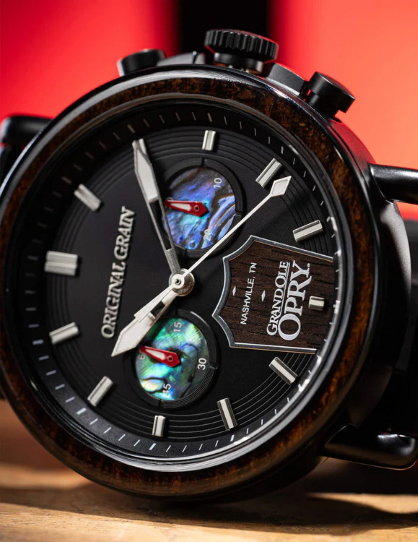 Original Grain Grand Ole Opry Ebony 44mm Stage Wood Watch - WATCHES