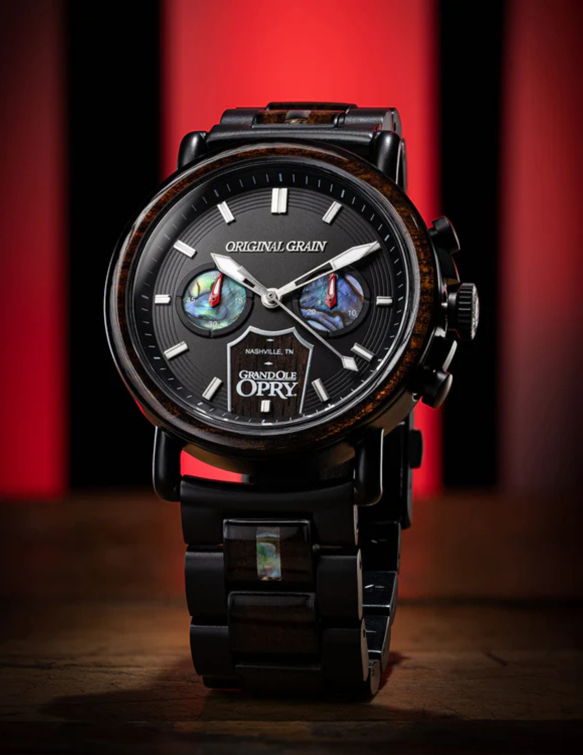 Original Grain Grand Ole Opry Ebony 44mm Stage Wood Watch - WATCHES