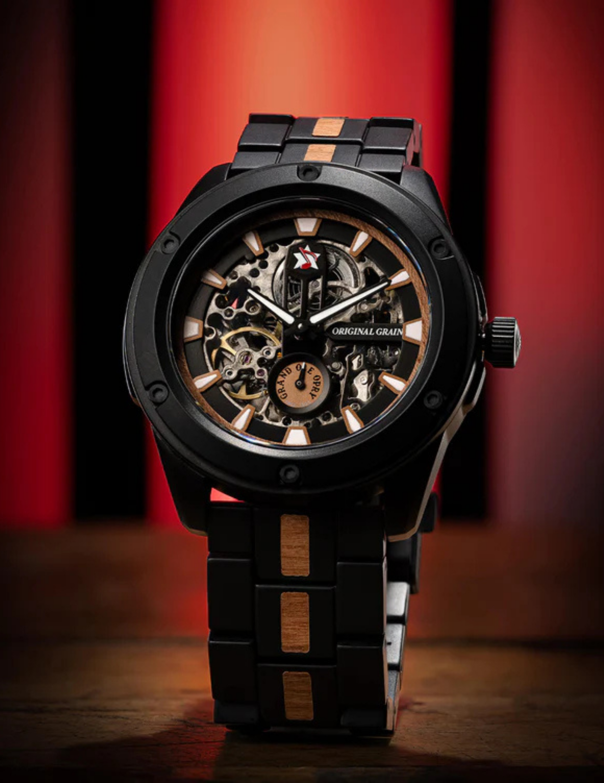 Original Grain Grand Ole Opry Rugged Automatic 45mm Stage Wood Watch - WATCHES