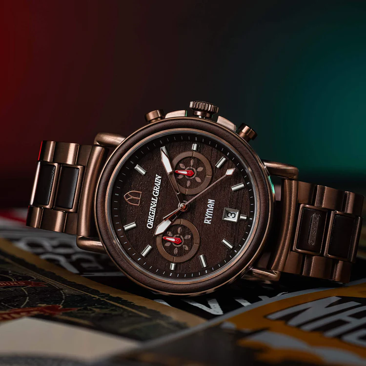 Original Grain Ryman Chrono 44MM Stage Wood Watch - WATCHES